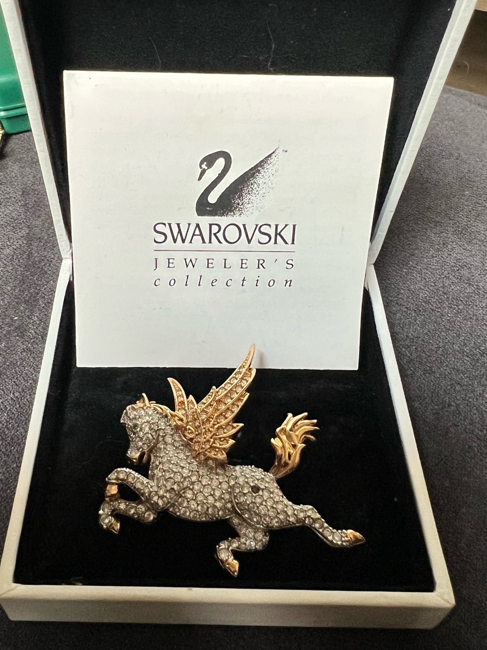 Swarovski Crystal and Gold-Tone Pegasus Brooch